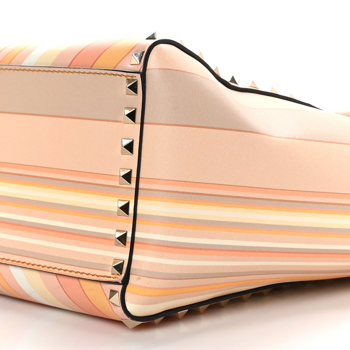 Vitello Native Couture 1975 Rockstud Double Handle Tote Mandarin Sorbet