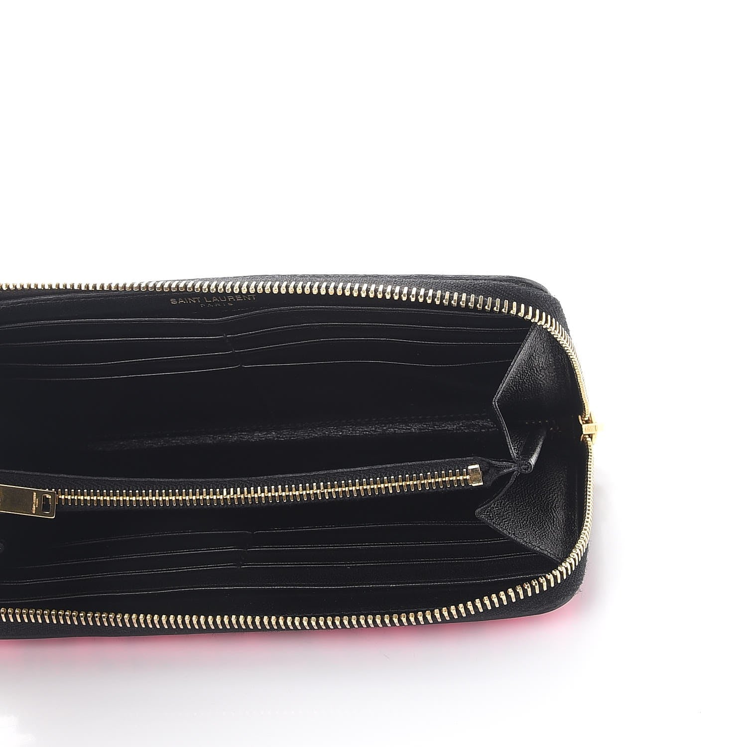 Saint Laurent Calfskin Printed Leopard Classic Letters Zip Around Wallet Pink 5 of 9