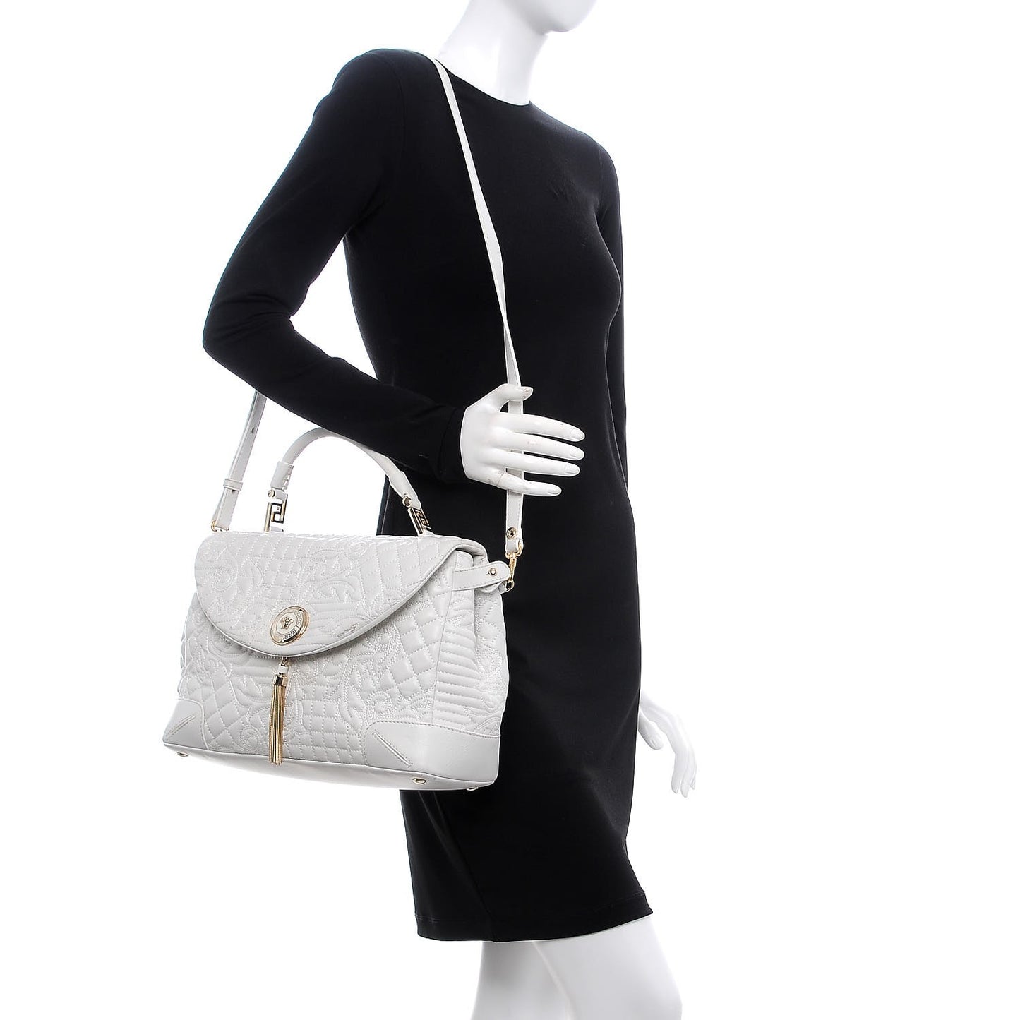 Nappa Barocco Quilted Altea Vanitas Satchel White