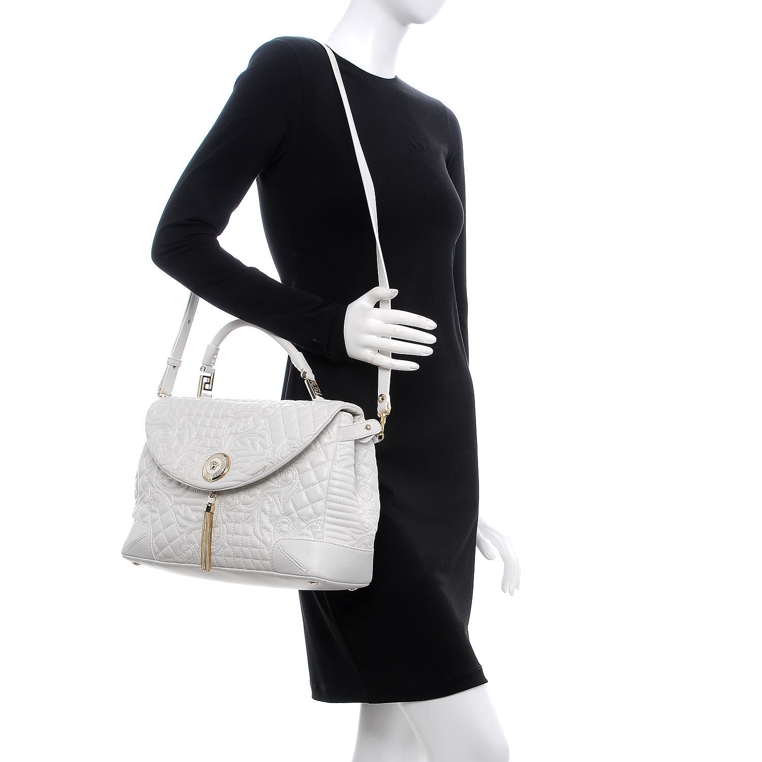 Versace Nappa Barocco Quilted Altea Vanitas Satchel White 2 of 8