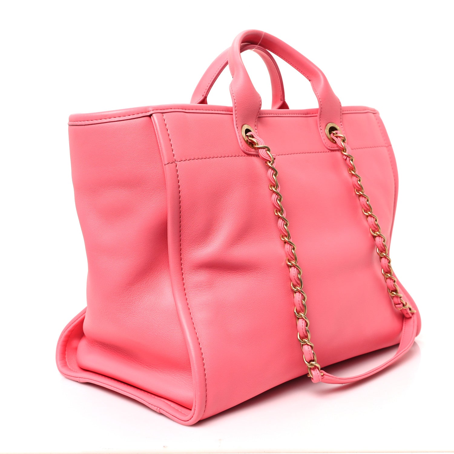 Chanel Calfskin Medium Deauville Tote Coral Pink 4 of 11