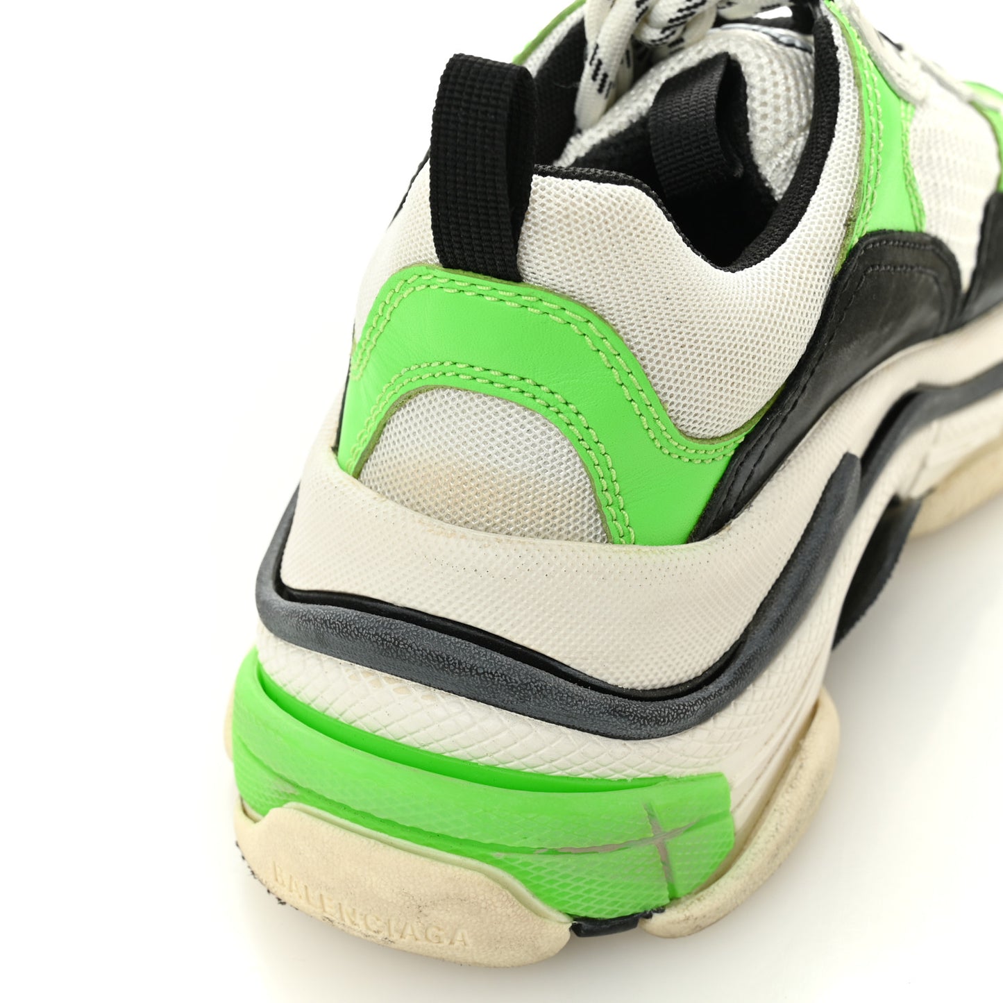 Fabric Mesh Womens Triple S Sneakers 37 White Green Fluo Black