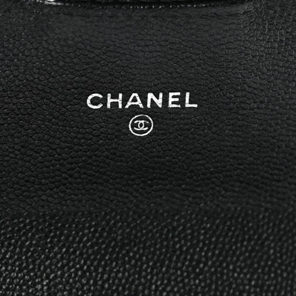 Chanel Caviar Chevron Quilted Large Gusset Flap Wallet Black 6 of 9