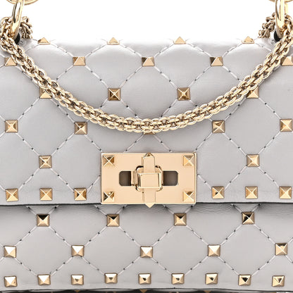 Valentino Garavani Lambskin Small Rockstud Spike Shoulder Bag Pastel Grey 7 of 10