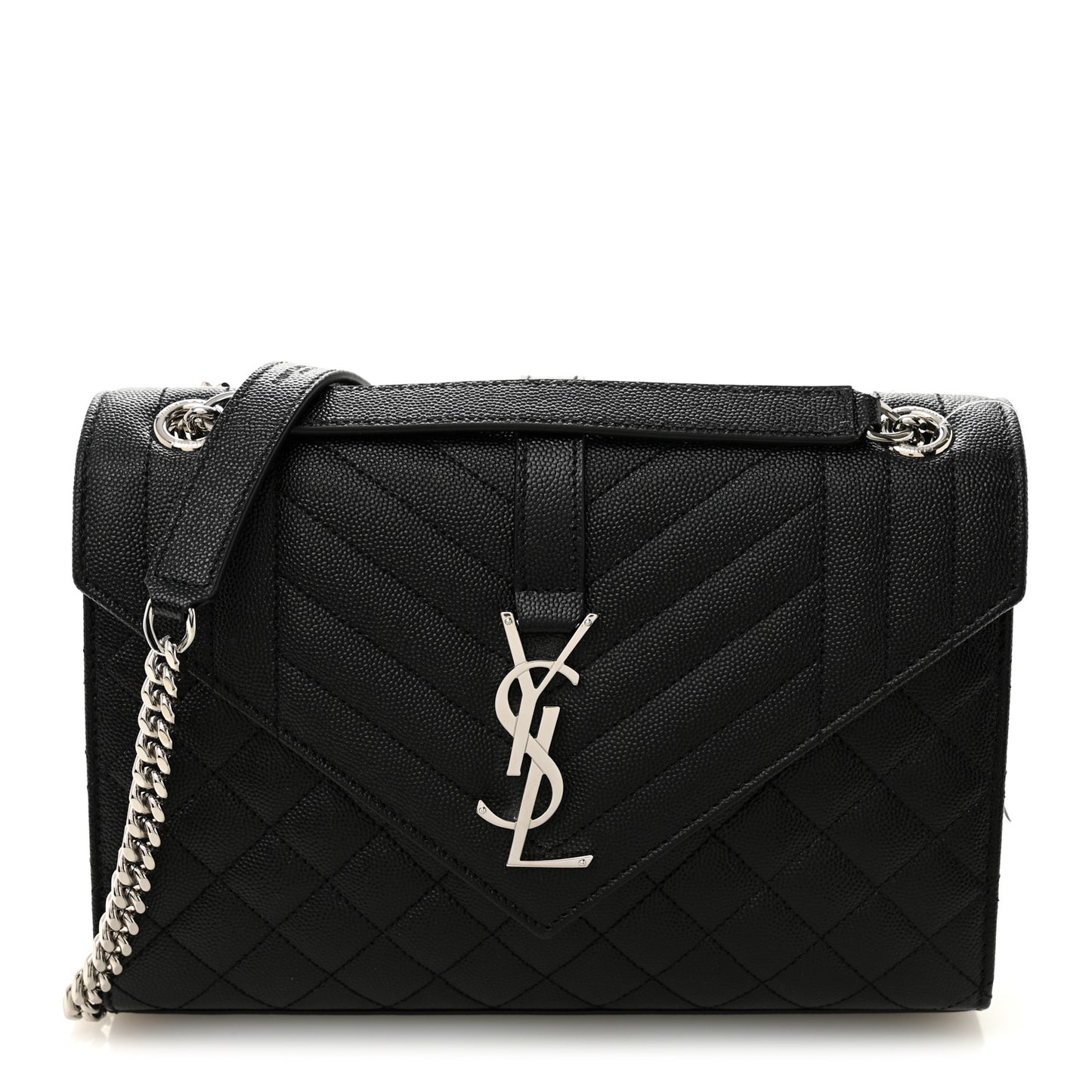 Grain De Poudre Textured Mixed Matelasse Triquilt Medium Monogram Satchel Black