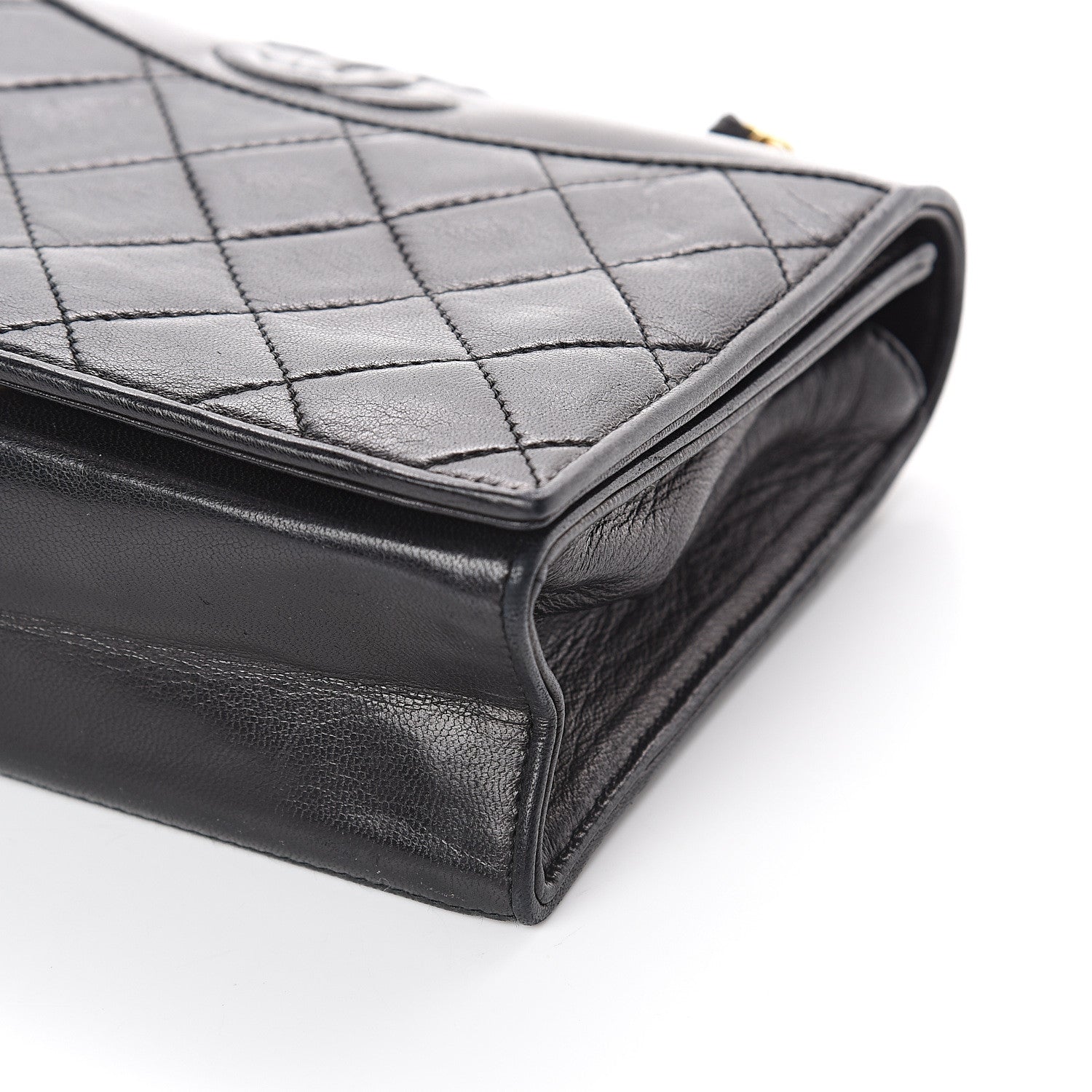 Chanel Lambskin Quilted CC Small Single Flap Black 10 of 13