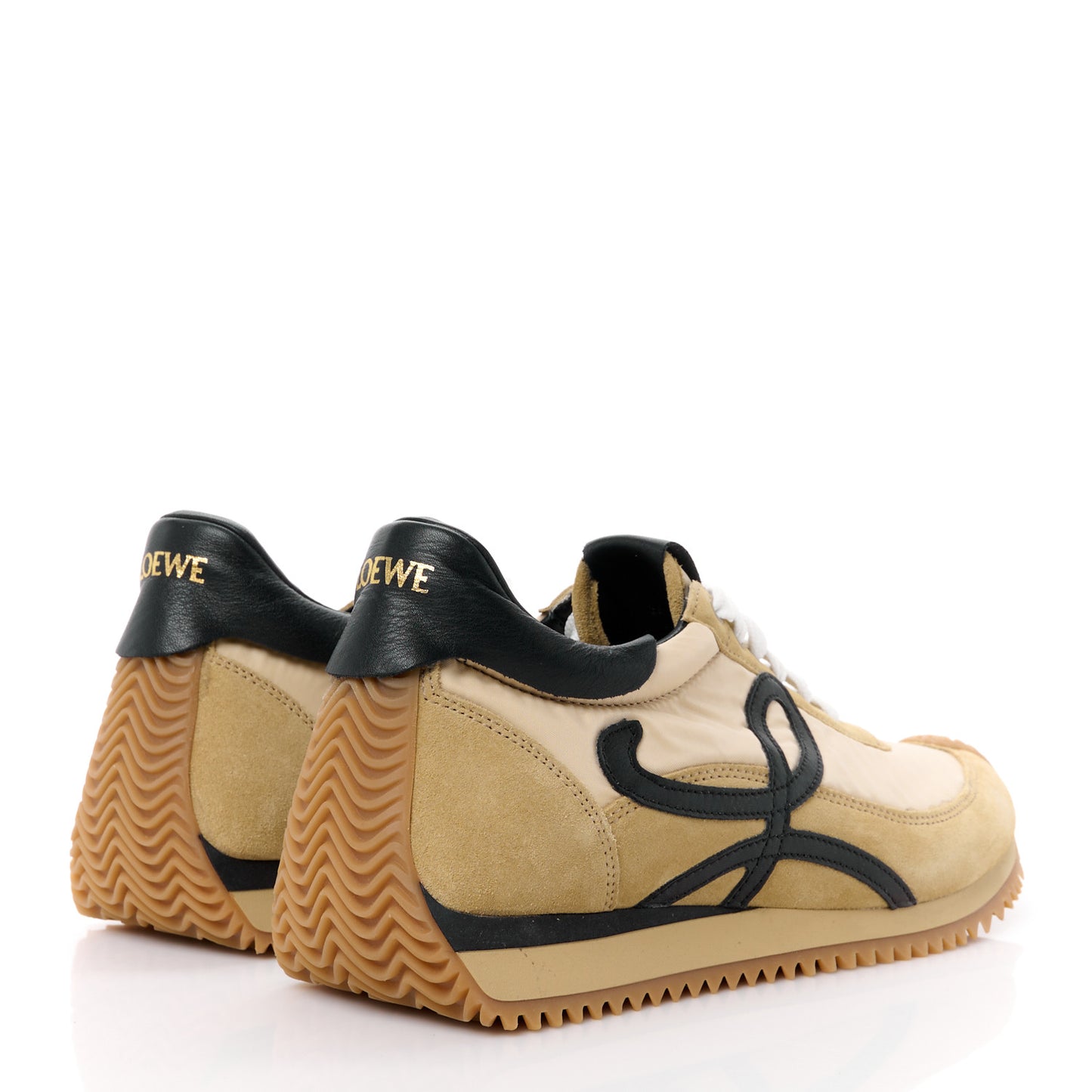 Nylon Suede Flow Runner Sneakers 39 Gold Black