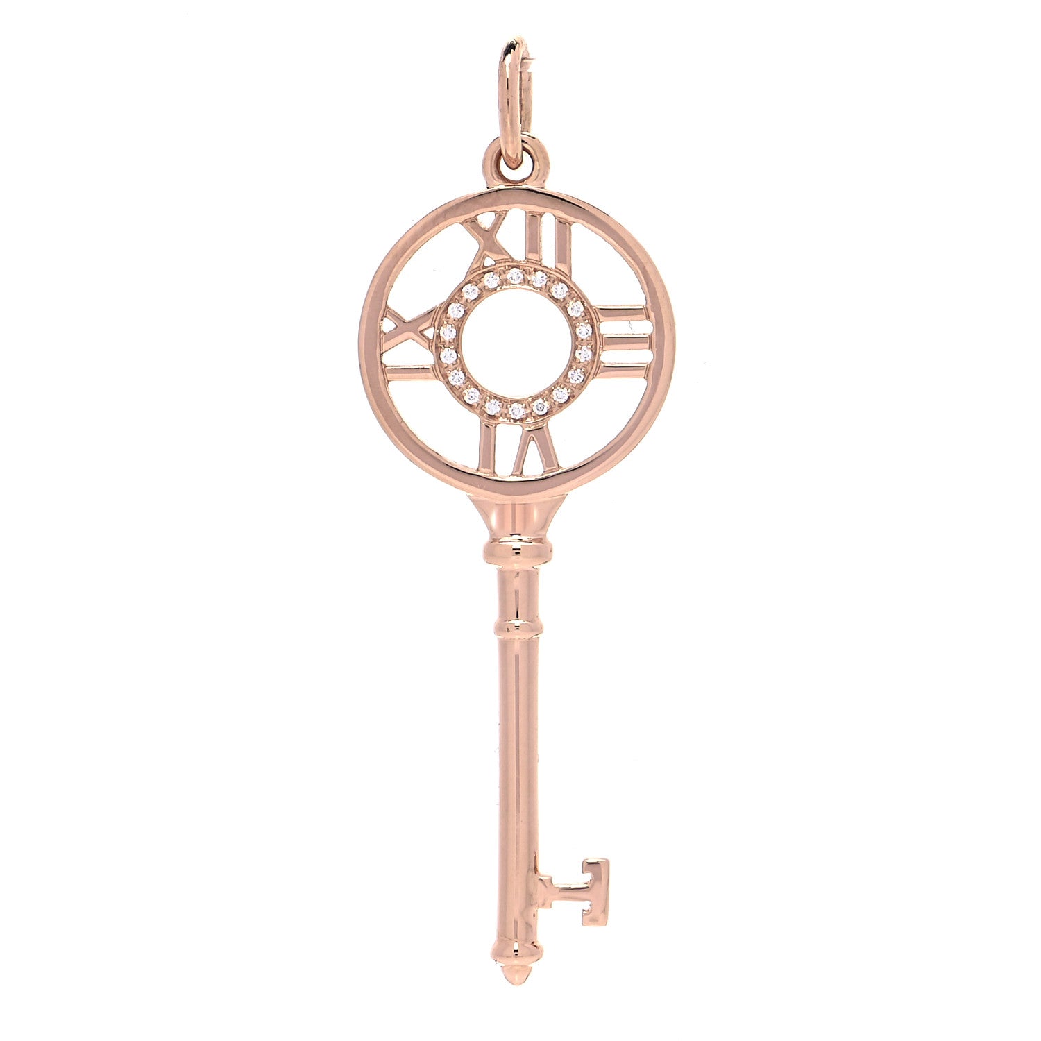 Tiffany 18K Rose Gold Diamond Atlas Key Pendant 1 of 5