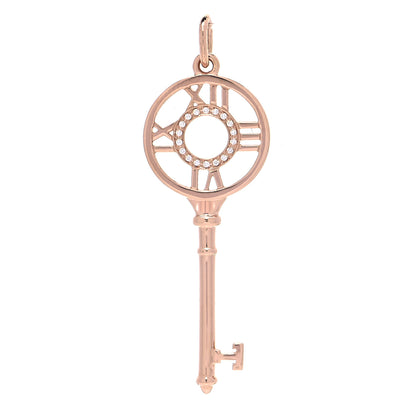 Tiffany 18K Rose Gold Diamond Atlas Key Pendant 1 of 5