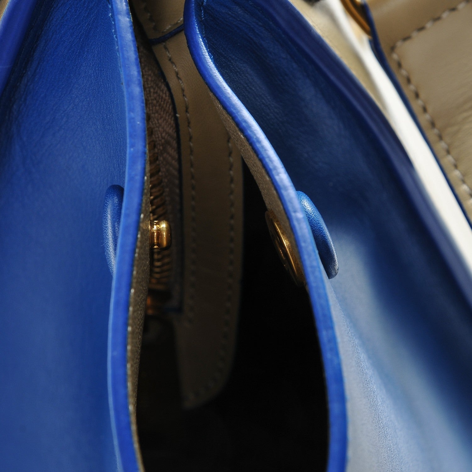 Celine Smooth Calfskin Small Bi-Color Trapeze Beige Blue 7 of 7