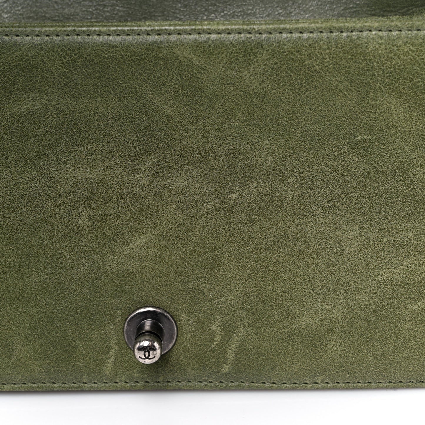 Goatskin Chesterfield Quilted Medium Celtic Boy Flap Green