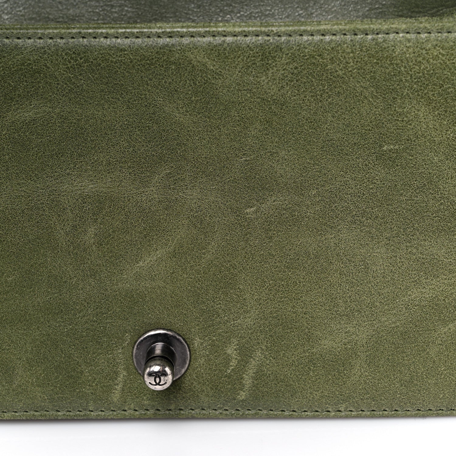 Chanel Goatskin Chesterfield Quilted Medium Celtic Boy Flap Green 13 of 14