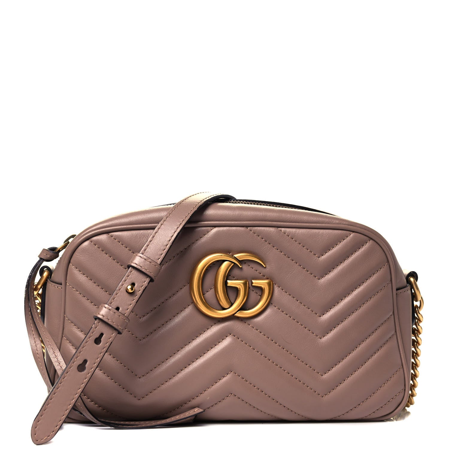 Gucci Calfskin Matelasse Small GG Marmont Chain Shoulder Bag Porcelain Rose 1 of 9