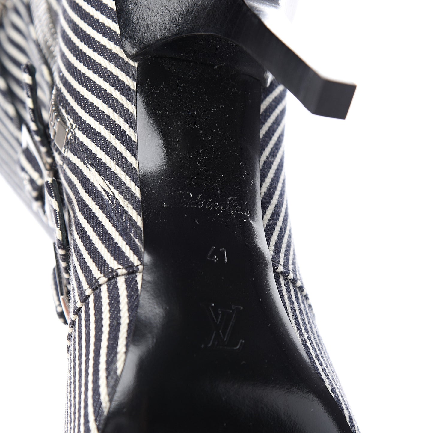 Canvas Striped Janet Ankle Boots 41 Black
