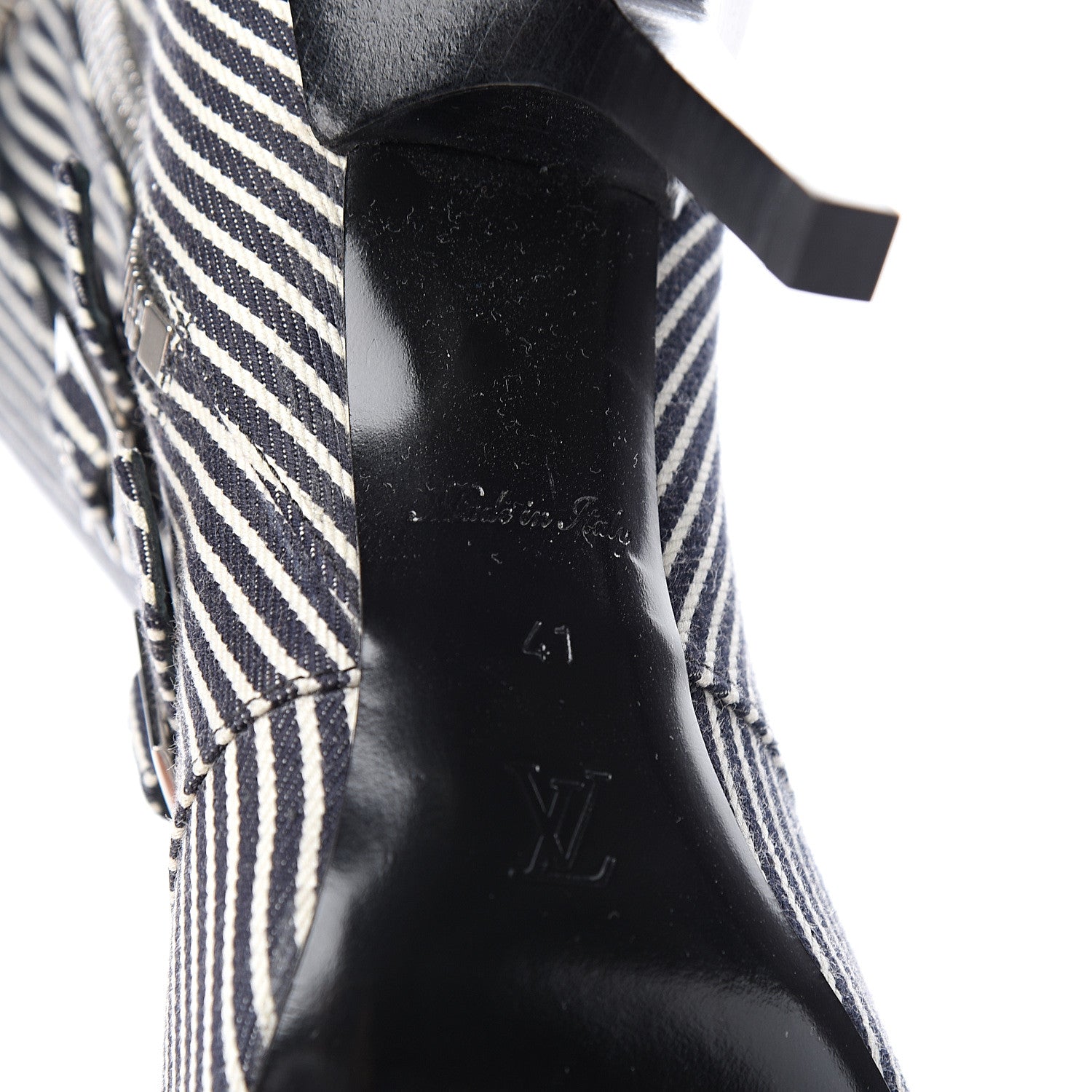 Louis Vuitton Canvas Striped Janet Ankle Boots 41 Black 6 of 8