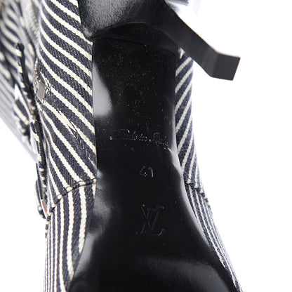 Louis Vuitton Canvas Striped Janet Ankle Boots 41 Black 6 of 8