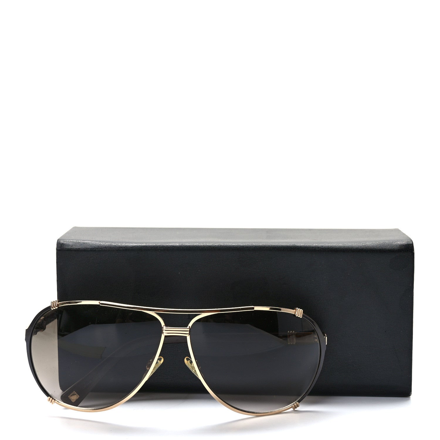 Christian Dior Metal Chicago 2 Aviator Sunglasses Black Gold 10 of 10