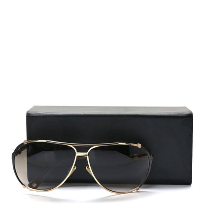 Christian Dior Metal Chicago 2 Aviator Sunglasses Black Gold 10 of 10