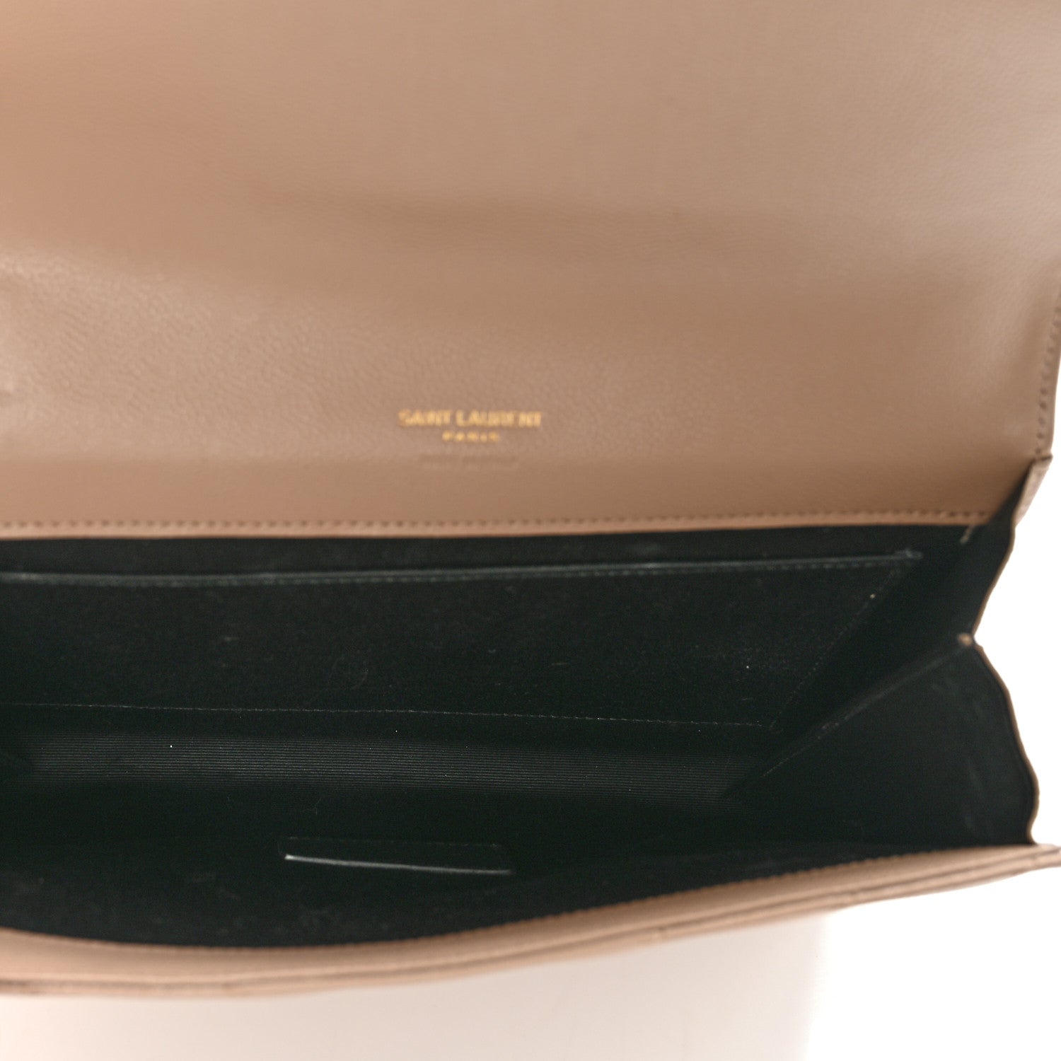 Saint Laurent Grain De Poudre Matelasse Chevron Monogram Envelope Clutch Dark Beige 5 of 13