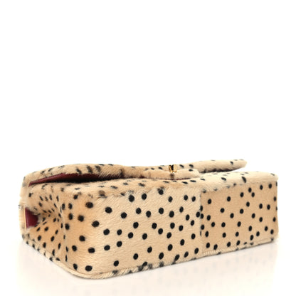 Chanel Pony Hair Cheetah Printed Creative Fabrics Flap Light Beige Black 3 of 9