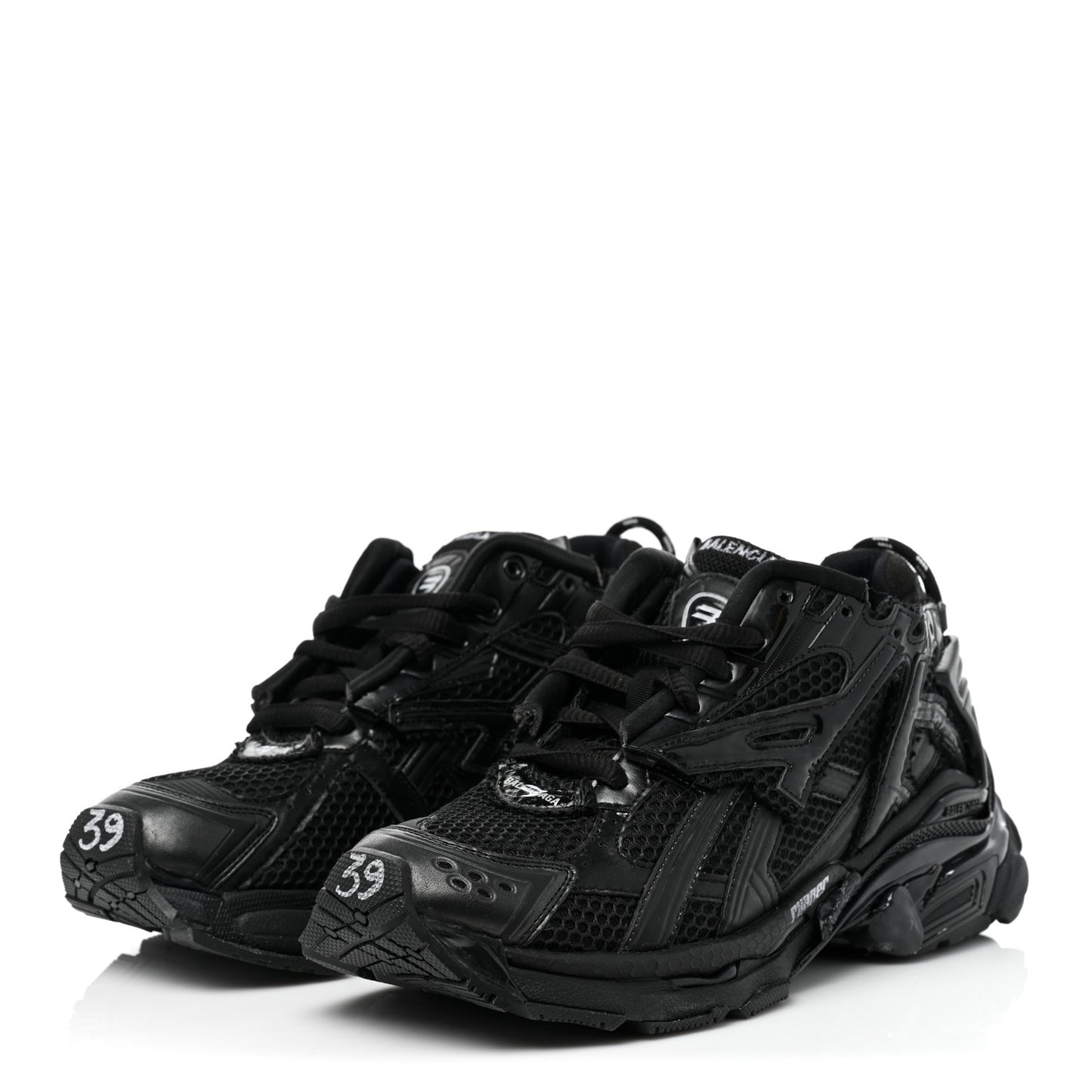 Mesh Rubber Monocolor Womens Runner Sneakers 39 Black