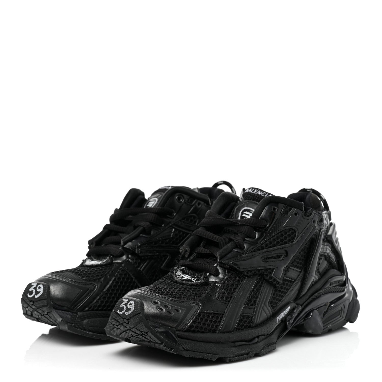 Balenciaga Mesh Rubber Monocolor Womens Runner Sneakers 39 Black 3 of 13