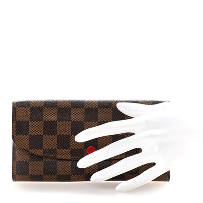 Louis Vuitton Damier Ebene Emilie Wallet Red 2 of 6