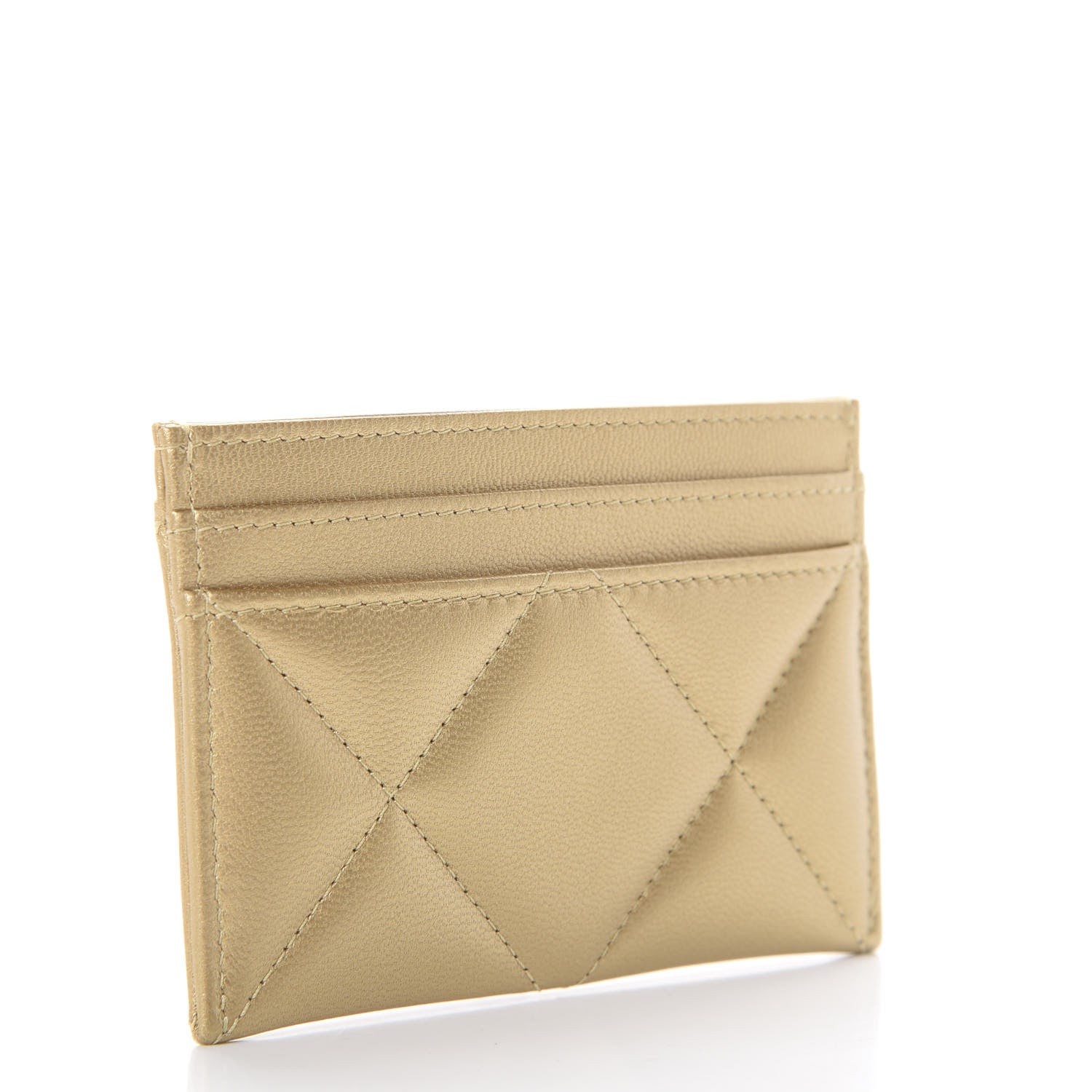 Chanel Metallic Goatskin Quilted Chanel 19 Card Holder Gold 2 of 7