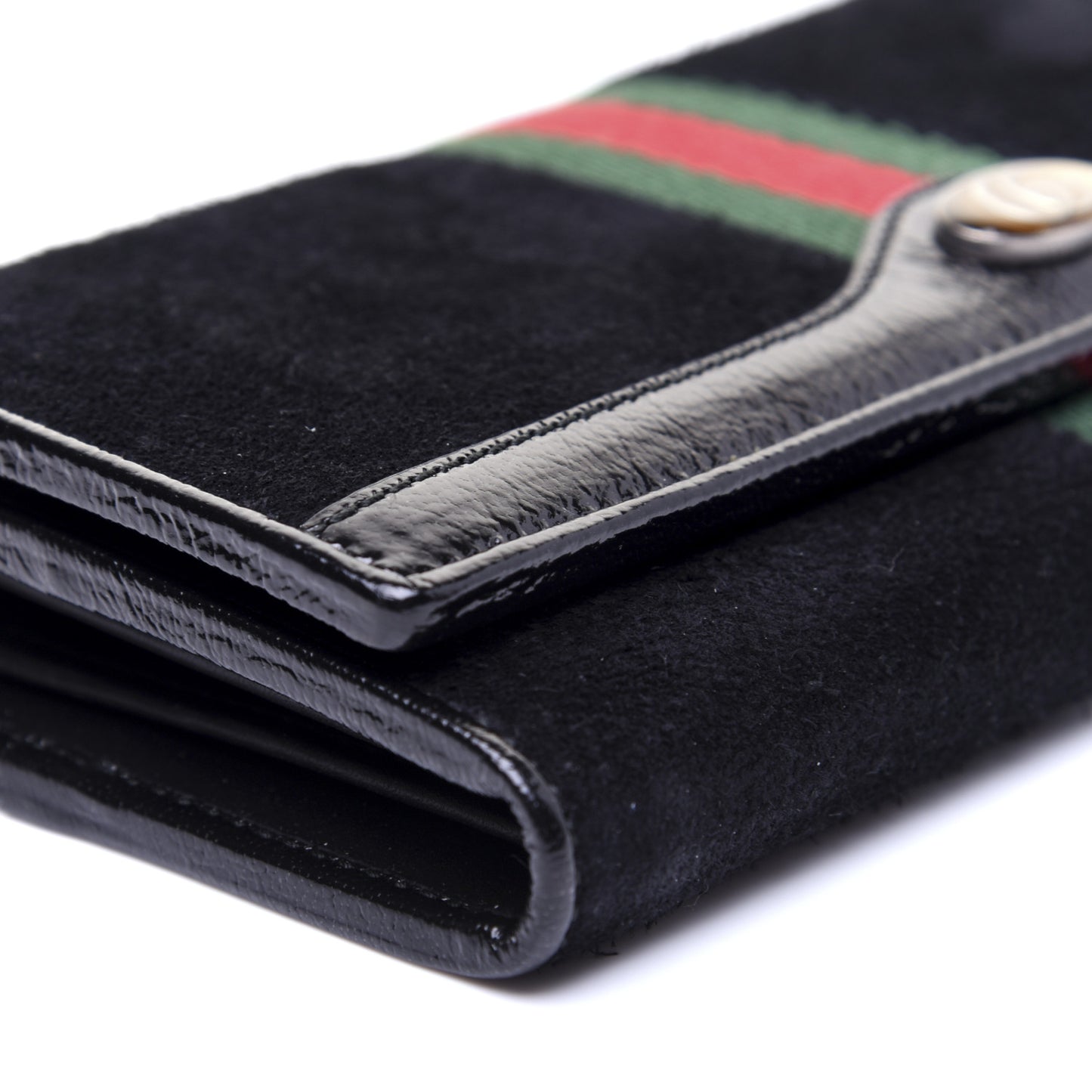 Suede Patent Web Ophidia Wallet On Chain Black