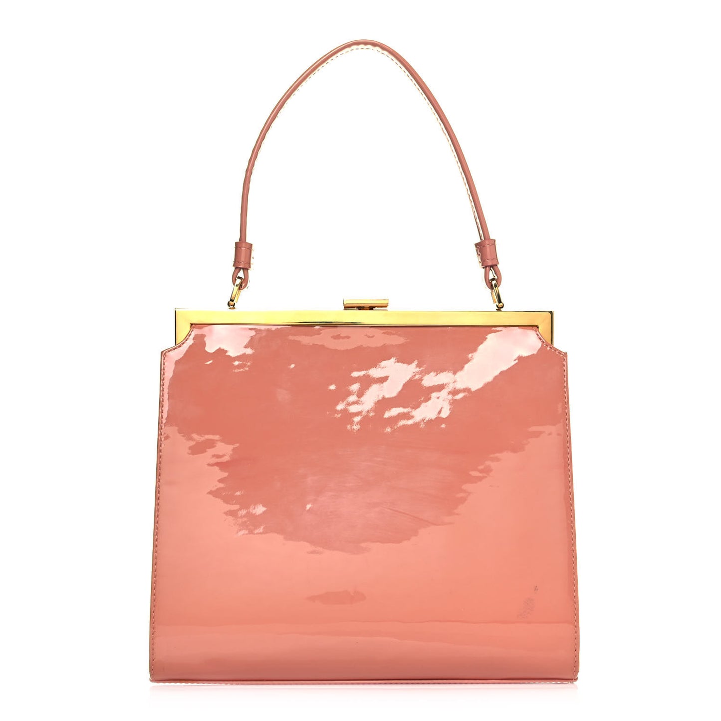 Patent Calfskin Elegant Top Handle Bag Blush