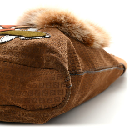 Fendi Suede Zucchino Fur Squirrel Hobo Brown 17 of 17