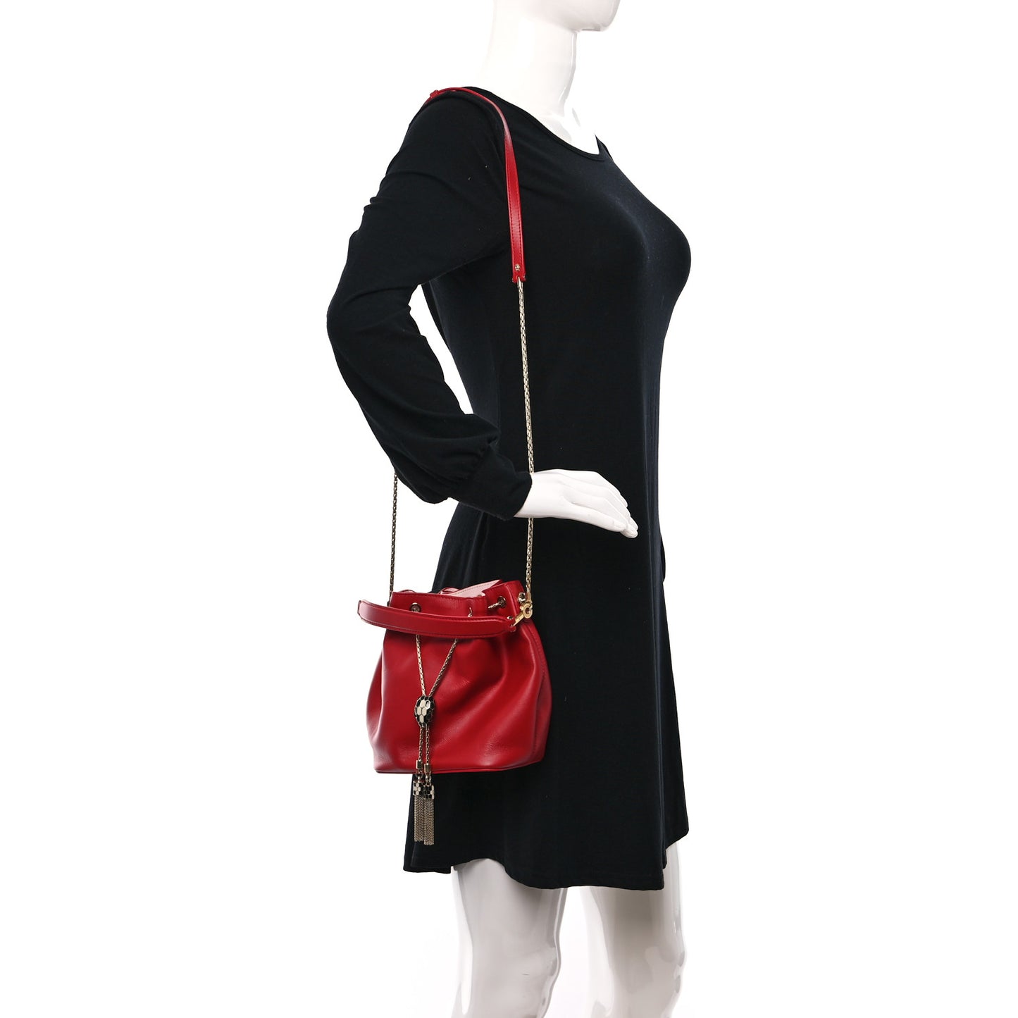 Calfskin Serpenti Forever Bucket Bag Red