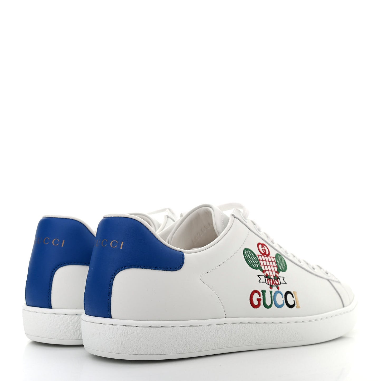 Calfskin Miro Soft Tennis Embroidered Womens Ace Sneakers 41 White Rio Blue