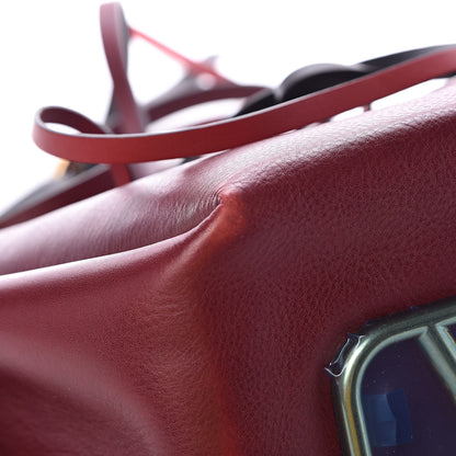 Valentino Garavani Grainy Calfskin VLogo Bucket Bag Cerise 9 of 14