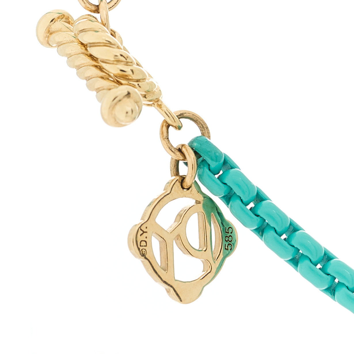 Stainless Steel 14K Yellow Gold Acrylic Bel Aire Chain Necklace Turquoise