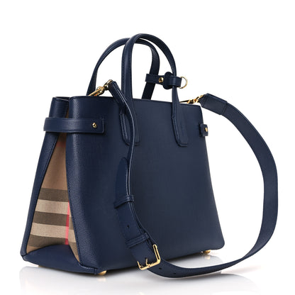 Burberry Derby Calfskin Vintage Check Medium Banner Tote Regency Blue 3 of 17