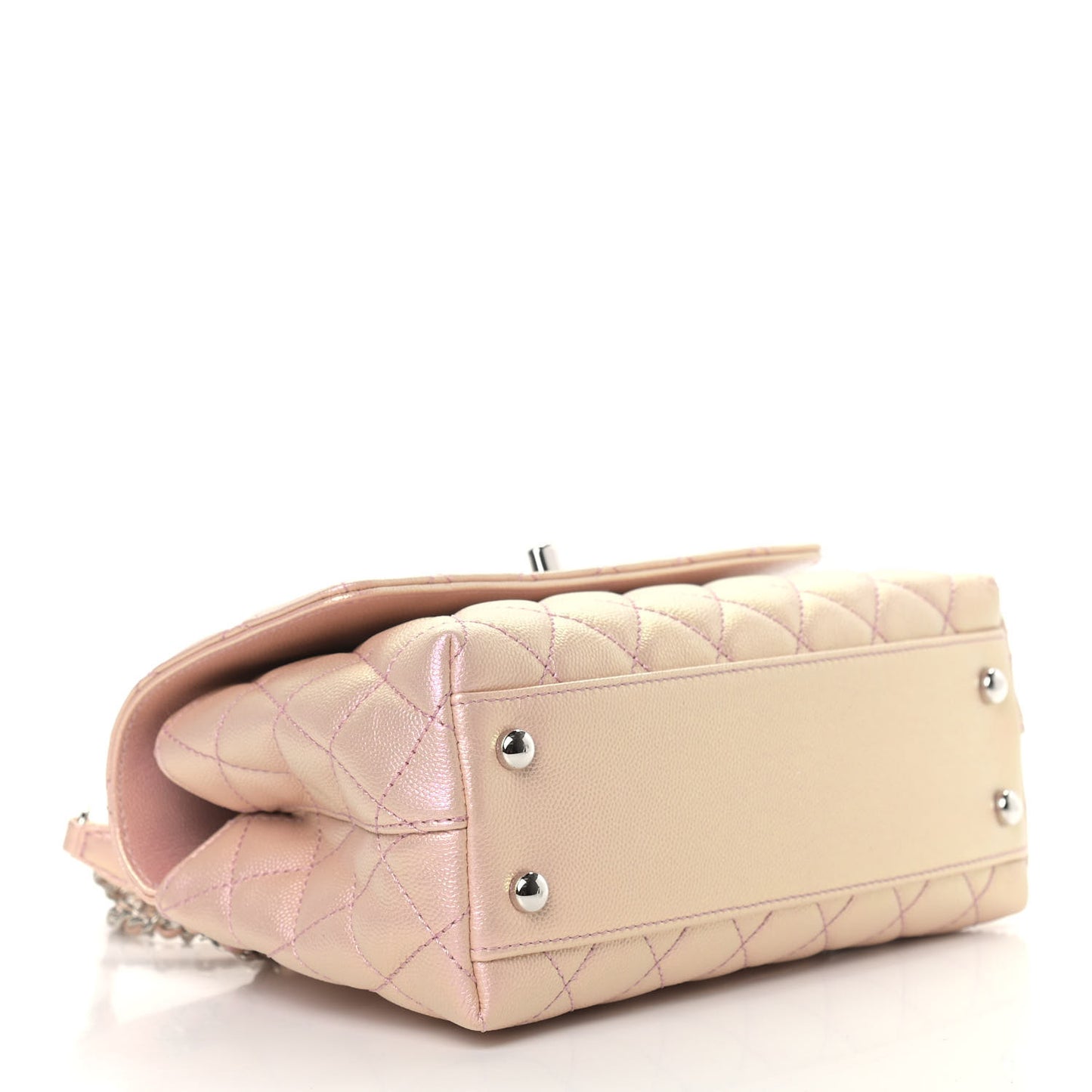 Iridescent Caviar Quilted Mini Coco Handle Flap Pink