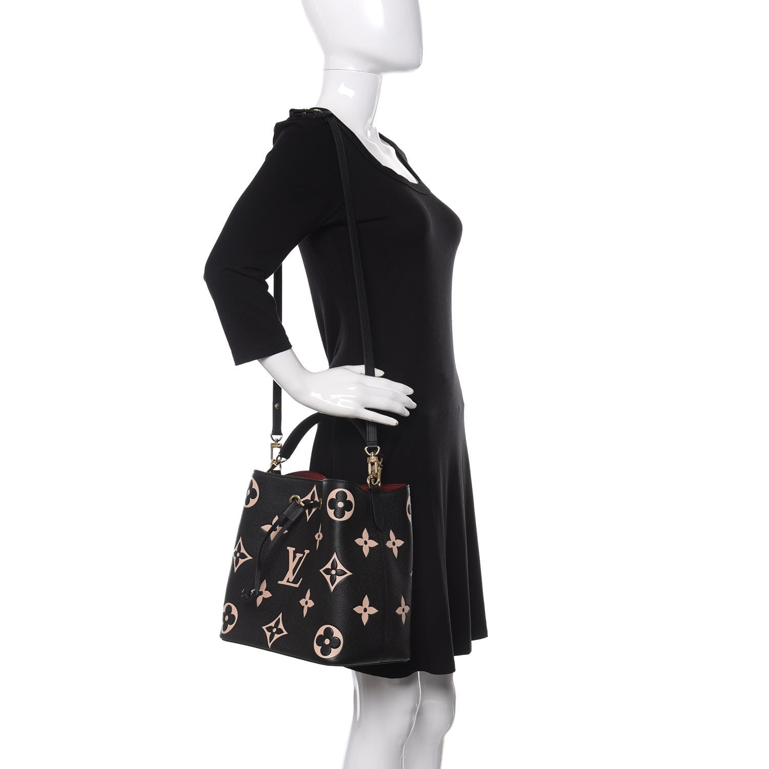 Louis Vuitton Empreinte Monogram Giant Neonoe MM Black Beige 2 of 10