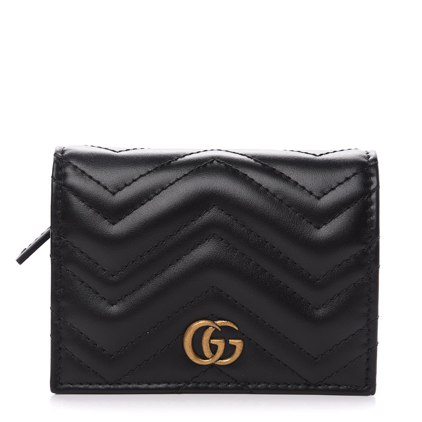 Calfskin Matelasse GG Marmont Card Case Wallet Black