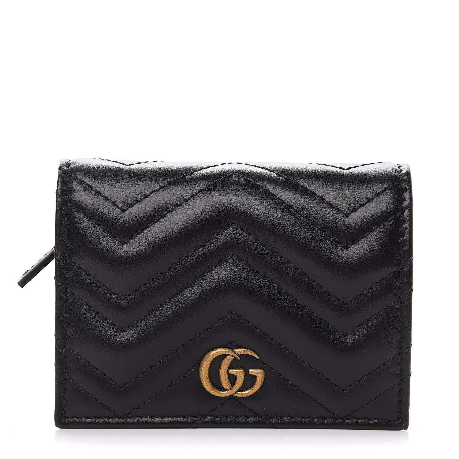 Gucci Calfskin Matelasse GG Marmont Card Case Wallet Black 1 of 8