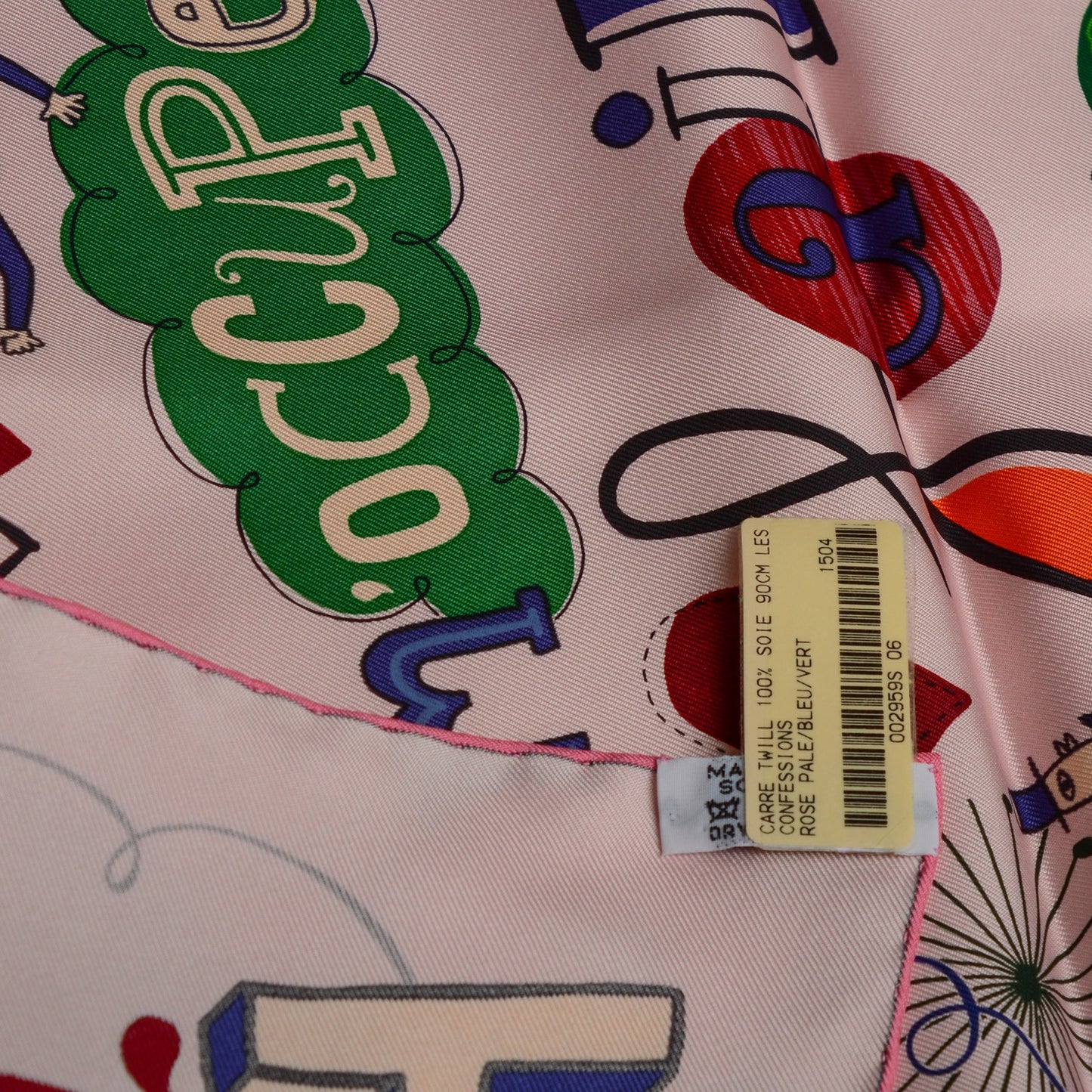 Silk Les Confessions Scarf 90 Rose Pale Bleu Vert