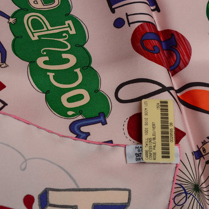 Hermes Silk Les Confessions Scarf 90 Rose Pale Bleu Vert 5 of 5