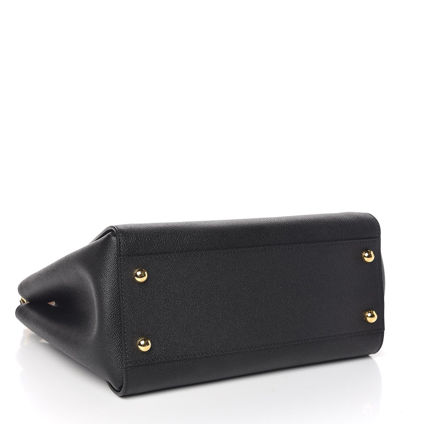 Soft Grain Calfskin Medium Buckle Tote Black