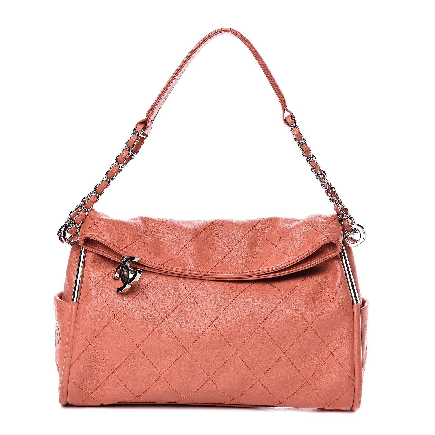 Chanel Lambskin Stitched Medium Ultimate Soft Tote Coral 1 of 14