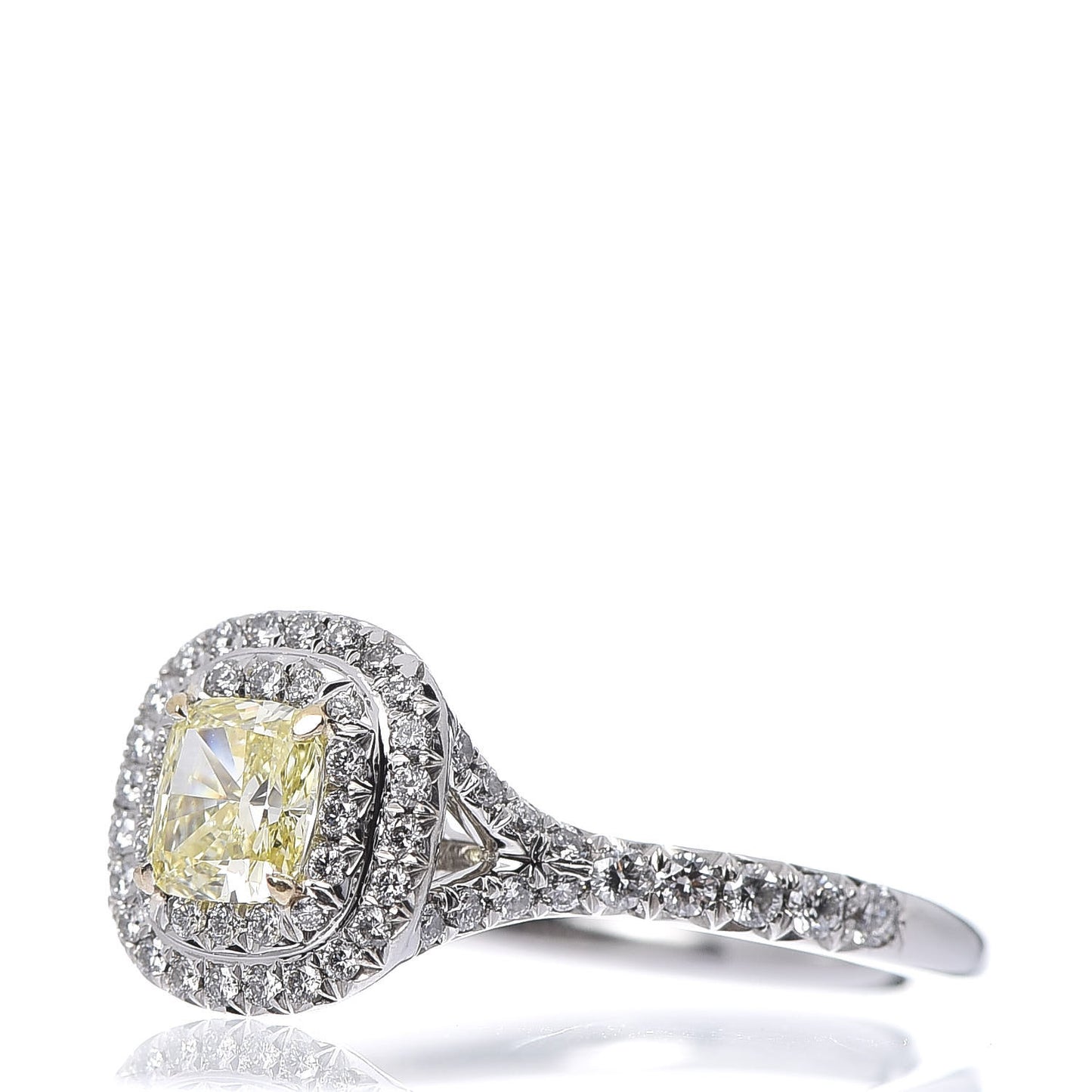 Platinum 18K Yellow Gold Fancy Yellow Diamond .53ct Soleste Engagement Ring 50 5.5