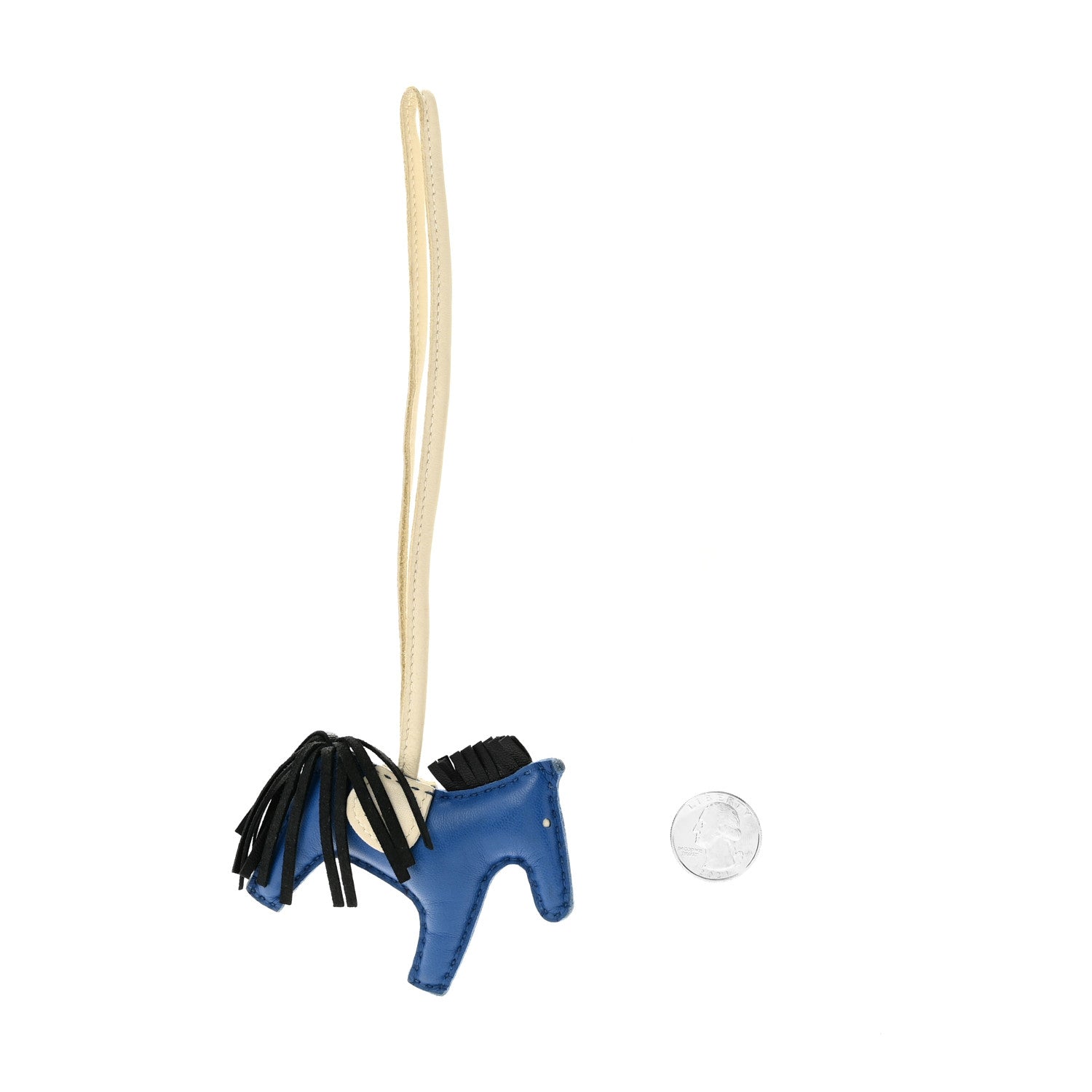 Hermes Milo Lambskin Grigri Rodeo Horse Bag Charm PM Bleu France Nata Black 2 of 5
