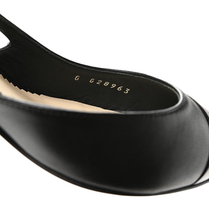 Chanel Lambskin Satin Cap Toe CC Slingback Heels 35.5 Black 8 of 9