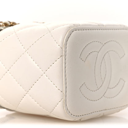 Chanel Lambskin Quilted Mini Vanity Case With Chain White 8 of 12