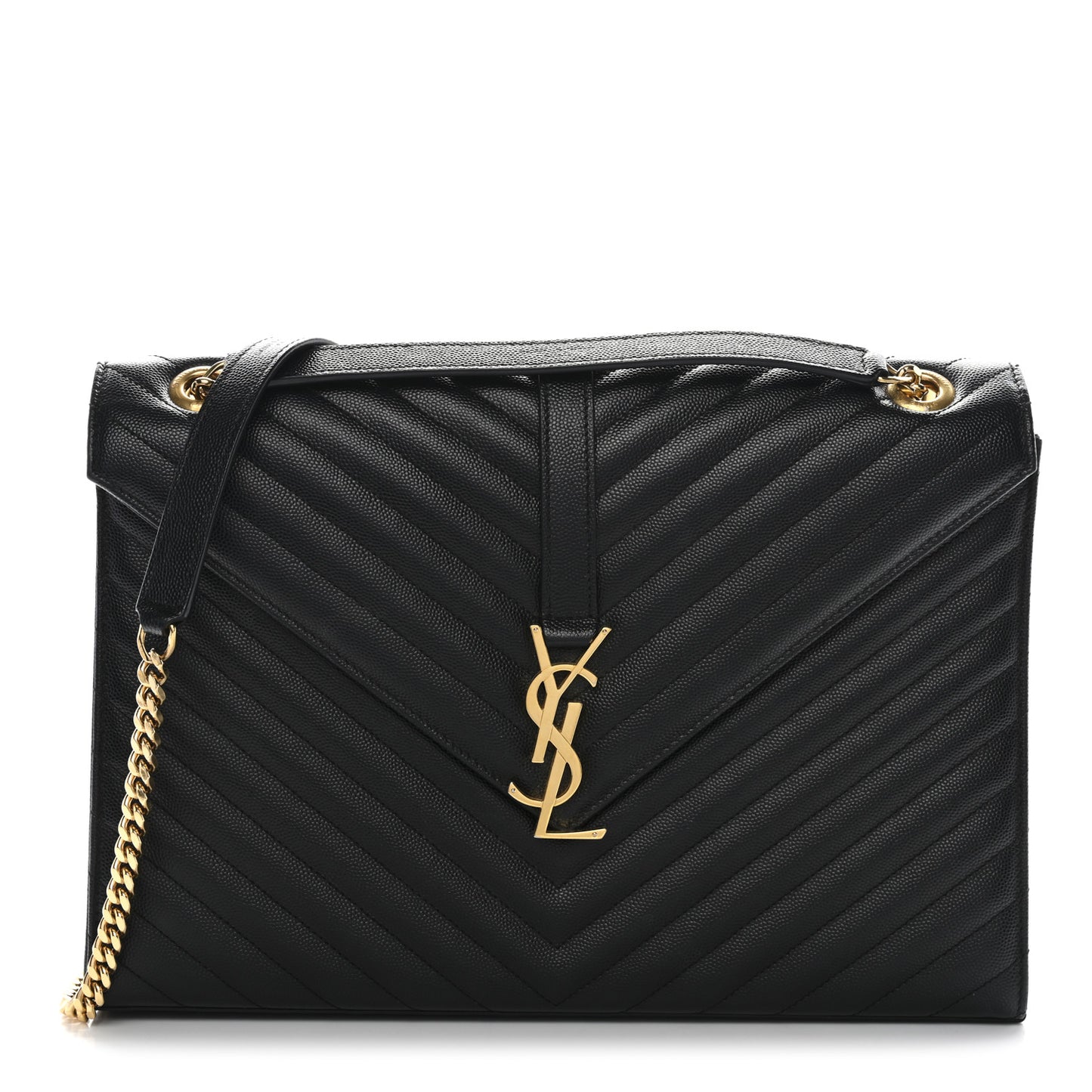 Grain De Poudre Matelasse Chevron Large Monogram Satchel Black