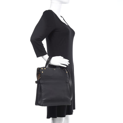 Fendi Vitello Grace Bi-Color FF 1974 Embossed Flip Tote Black Maya 3 of 14